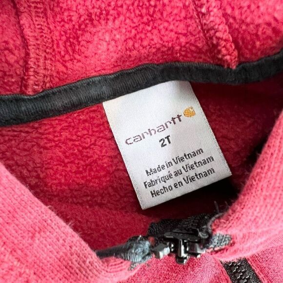 Carhartt Sweatshirt Kids Toddlers 2T Red Half-Zip Hoodie Long Sleeve Pullover - Picture 3 of 8